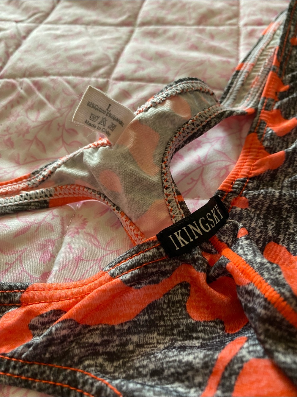 Men’s Orange & Charcoal Camo Printed Thong - Picture 3 of 4